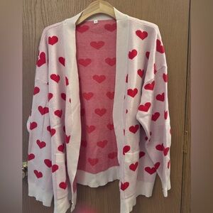 Charming Heart Patterned Boutique Women's Cardigan XXL